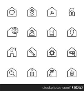 home setting control interface simple thin line icons set vector illustration