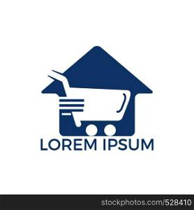Home shopping cart logo concept design. Shop home logotype. Home market logo design template.