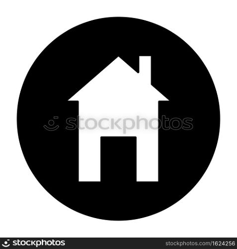 Home silhouette icon. Black circle. Homepage button. House symbol. Isolated object. Vector illustration. Stock image. EPS 10.. Home silhouette icon. Black circle. Homepage button. House symbol. Isolated object. Vector illustration. Stock image.