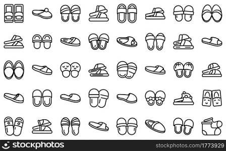 Home slippers icon. Outline home slippers vector icon for web design isolated on white background. Home slippers icon, outline style