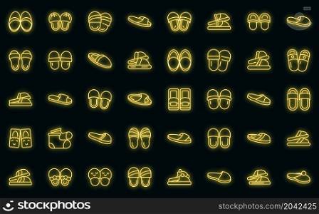 Home slippers icon. Outline home slippers vector icon neon color on black. Home slippers icon, outline style