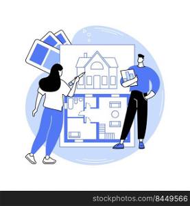 Home staging design isolated cartoon vector illustrations. Home staging industry workers dealing with real estate design project, small business, apartment renovation vector cartoon.. Home staging design isolated cartoon vector illustrations.