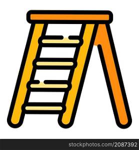 Home step ladder icon. Outline home step ladder vector icon color flat isolated. Home step ladder icon color outline vector