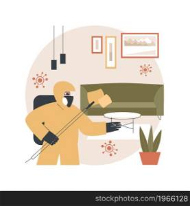 Home sterilization services abstract concept vector illustration. House cleaning, surface sanitizing, personal hygiene, preventing disease, coronavirus outbreak, home safety abstract metaphor.. Home sterilization services abstract concept vector illustration.