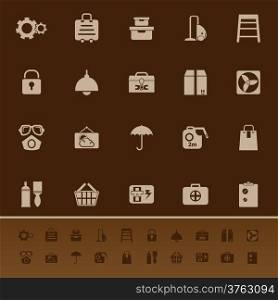 Home storage color icons on brown background, stock vector