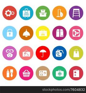 Home storage flat icons on white background, stock vector