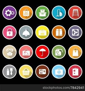 Home storage icons with long shadow, stock vector
