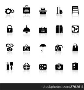 Home storage icons with reflect on white background, stock vector