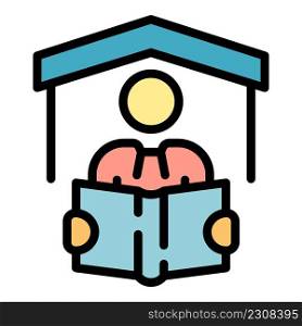 Home study icon. Outline home study vector icon color flat isolated. Home study icon color outline vector