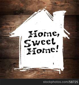 Home sweet home lettering. Hand drawn vector illustration, greeting card, design, logo.