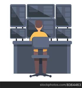 Home system administrator icon cartoon vector. Computer server. Engineer network. Home system administrator icon cartoon vector. Computer server
