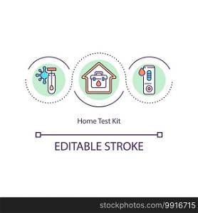 Home test kit concept icon. Equipment allows you to collect s&les and send it to testing facility. Health care idea thin line illustration. Vector isolated outline RGB color drawing. Editable stroke. Home test kit concept icon