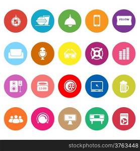 Home theater flat icons on white background, stock vector