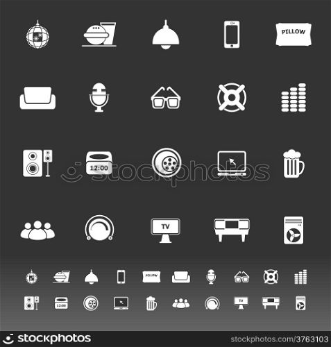 Home theater icons on gray background, stock vector
