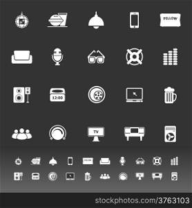 Home theater icons on gray background, stock vector
