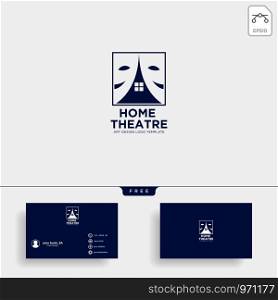 home theater mask actor logo template vector icon element with business card. home theater mask actor logo template vector icon element