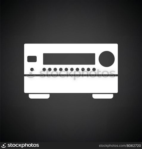 Home theater receiver icon. Black background with white. Vector illustration.
