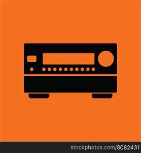 Home theater receiver icon. Orange background with black. Vector illustration.