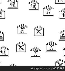 Home Training Course Vector Seamless Pattern Thin Line Illustration. Home Training Course Vector Seamless Pattern