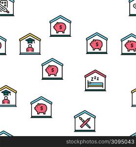 Home Training Course Vector Seamless Pattern Thin Line Illustration. Home Training Course Vector Seamless Pattern