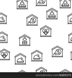 Home Training Course Vector Seamless Pattern Thin Line Illustration. Home Training Course Vector Seamless Pattern