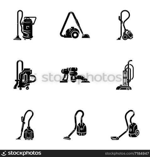 Home vacuum cleaner icon set. Simple set of 9 home vacuum cleaner vector icons for web design isolated on white background. Home vacuum cleaner icon set, simple style