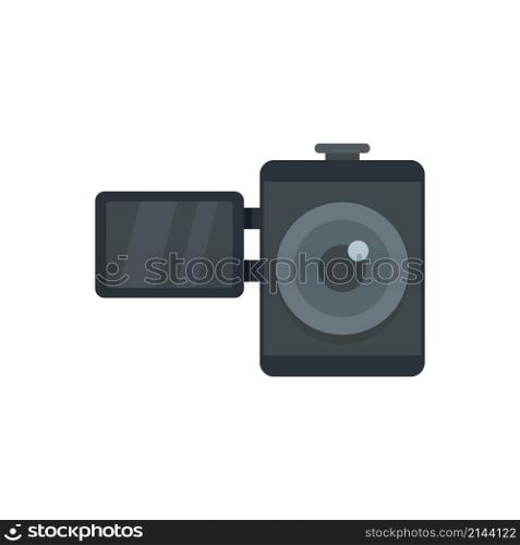 Home video camera icon. Flat illustration of home video camera vector icon isolated on white background. Home video camera icon flat isolated vector