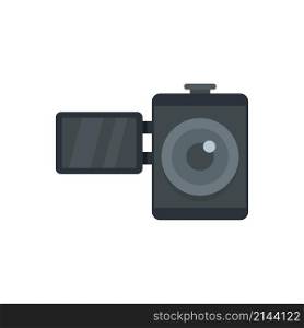Home video camera icon. Flat illustration of home video camera vector icon isolated on white background. Home video camera icon flat isolated vector