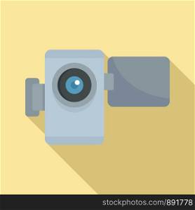 Home video camera icon. Flat illustration of home video camera vector icon for web design. Home video camera icon, flat style