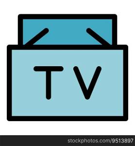 Home wall tv icon outline vector. Display bracket. Monitor control color flat. Home wall tv icon vector flat