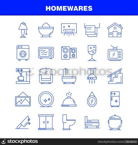 Home wares Line Icons Set For Infographics, Mobile UX/UI Kit And Print Design. Include: Appliances, Home, Home Ware, House, Pan, Bathroom, Furniture, Icon Set - Vector