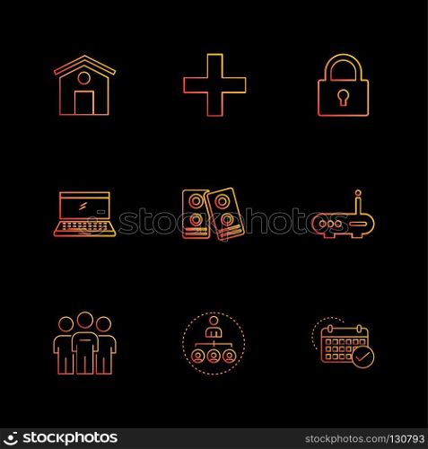 home , wifi router , speaker, celender , lock , home , laptop , files , file type , file , windows , os , documents,  hardware , ai , pds , compressesd, zip , message , labour , constructions , icon, vector, design,  flat,  collection, style, creative,  icons