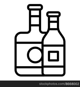 Home wine bottle icon outline vector. Wood shelf. Interior bar. Home wine bottle icon outline vector. Wood shelf