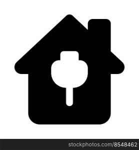 home with energy plug connected isolated on a white background