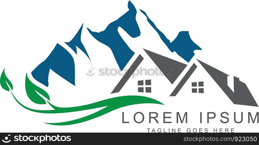 home with mountain Concept Logo Design Template