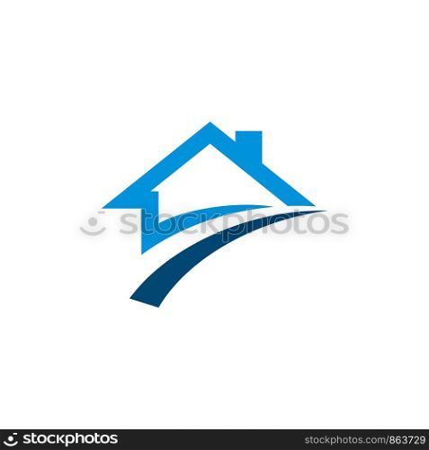 Home with Swoosh Real Estate Logo Template Illustration Design. Vector EPS 10.