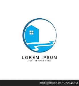 home with water logo template