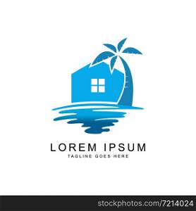home with water logo template