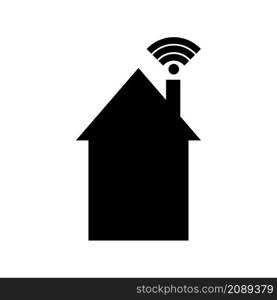 Home with wifi. House network icon. Communication technology. Silhouette element. Vector illustration. Stock image. EPS 10.. Home with wifi. House network icon. Communication technology. Silhouette element. Vector illustration. Stock image.