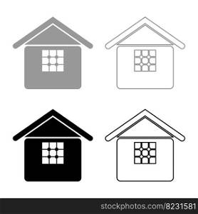Home with window house real estate residence set icon grey black color vector illustration image simple solid fill outline contour line thin flat style. Home with window house real estate residence set icon grey black color vector illustration image solid fill outline contour line thin flat style