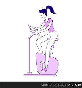 Home workout semi flat color vector character. Posing figure. Full body person on white. Hobby at home. Active lifestyle simple cartoon style illustration for web graphic design and animation. Home workout semi flat color vector character