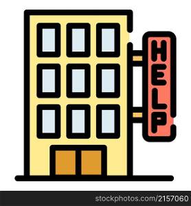 Homeless shelter help icon. Outline homeless shelter help vector icon color flat isolated. Homeless shelter help icon color outline vector