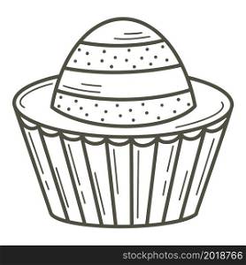 Homemade baked goods in doodle style isolated object. Cake with a pattern, a linear image. Sweet confectionery, vector illustration.. Homemade baked goods in doodle style isolated object
