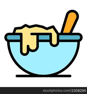 Homemade bowl food icon. Outline homemade bowl food vector icon color flat isolated. Homemade bowl food icon color outline vector
