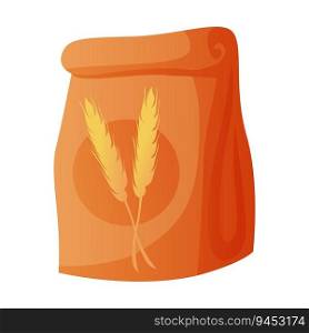 Homemade cooking wheat flour in paper bug. Kitchen bakery stuff, process of baking. Baking, bakery shop, cooking, sweet products, dessert. Vector for poster, banner, menu, cover, advertising