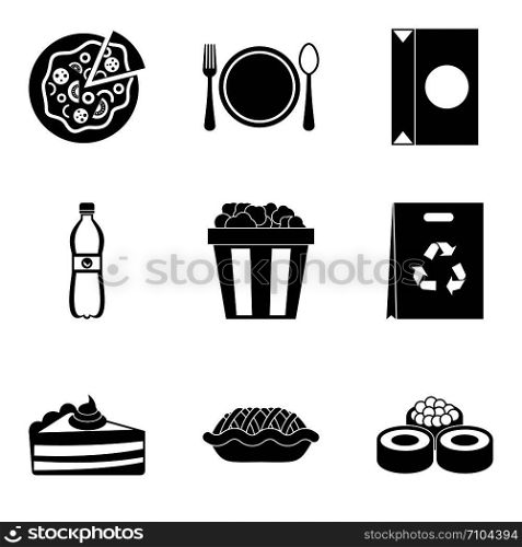 Homemade food icons set. Simple set of 9 homemade food vector icons for web isolated on white background. Homemade food icons set, simple style