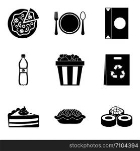 Homemade food icons set. Simple set of 9 homemade food vector icons for web isolated on white background. Homemade food icons set, simple style