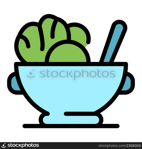 Homemade food salad icon. Outline homemade food salad vector icon color flat isolated. Homemade food salad icon color outline vector