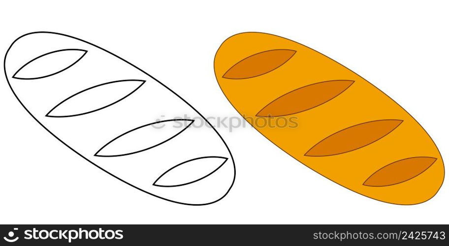 Homemade oval bread loaf, vector delicious bread loaf illustration