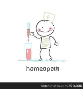 homeopath medicine prepared in test tubes